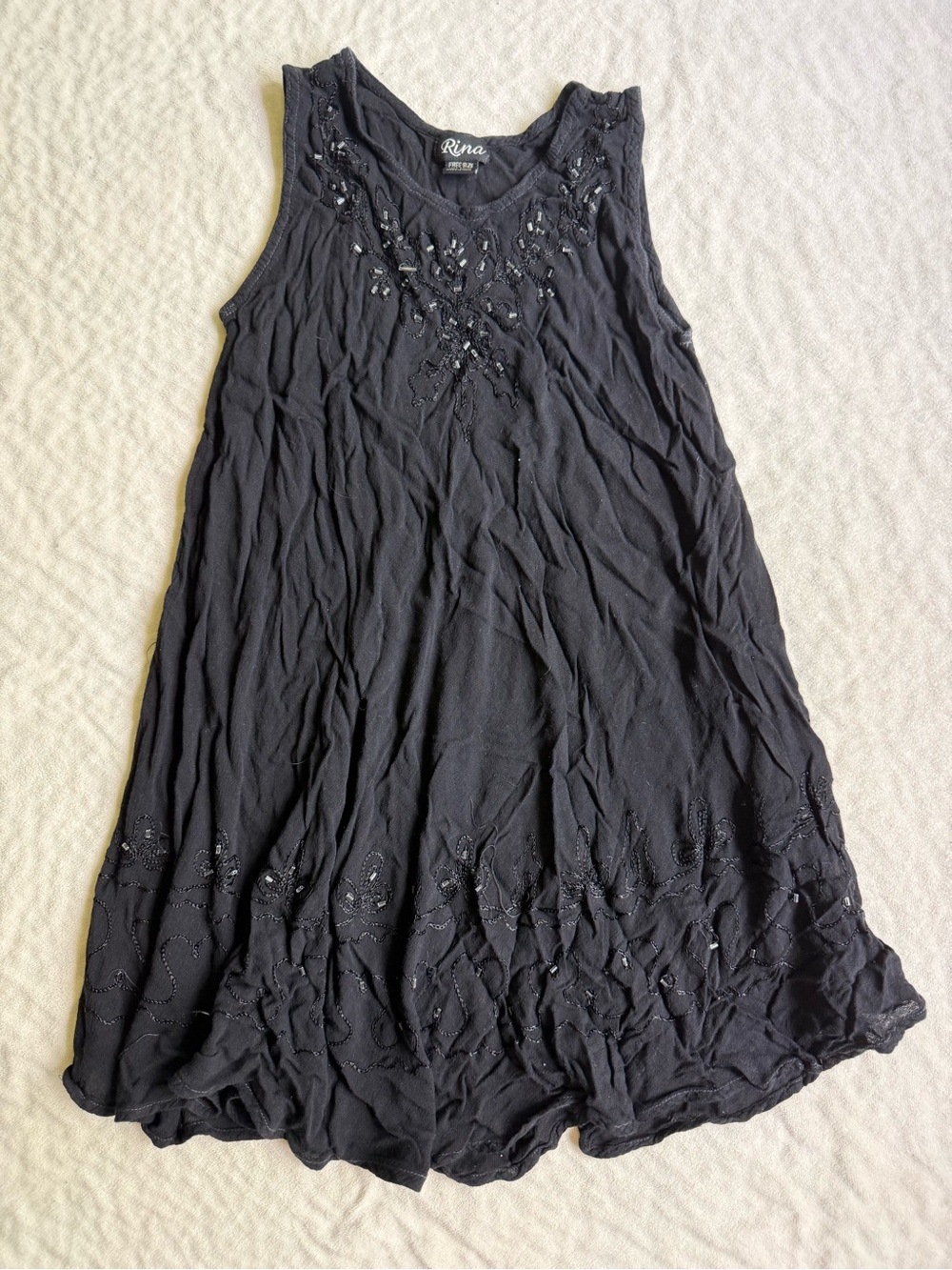Black Fairycore Beaded Dress - Rina - Free Size